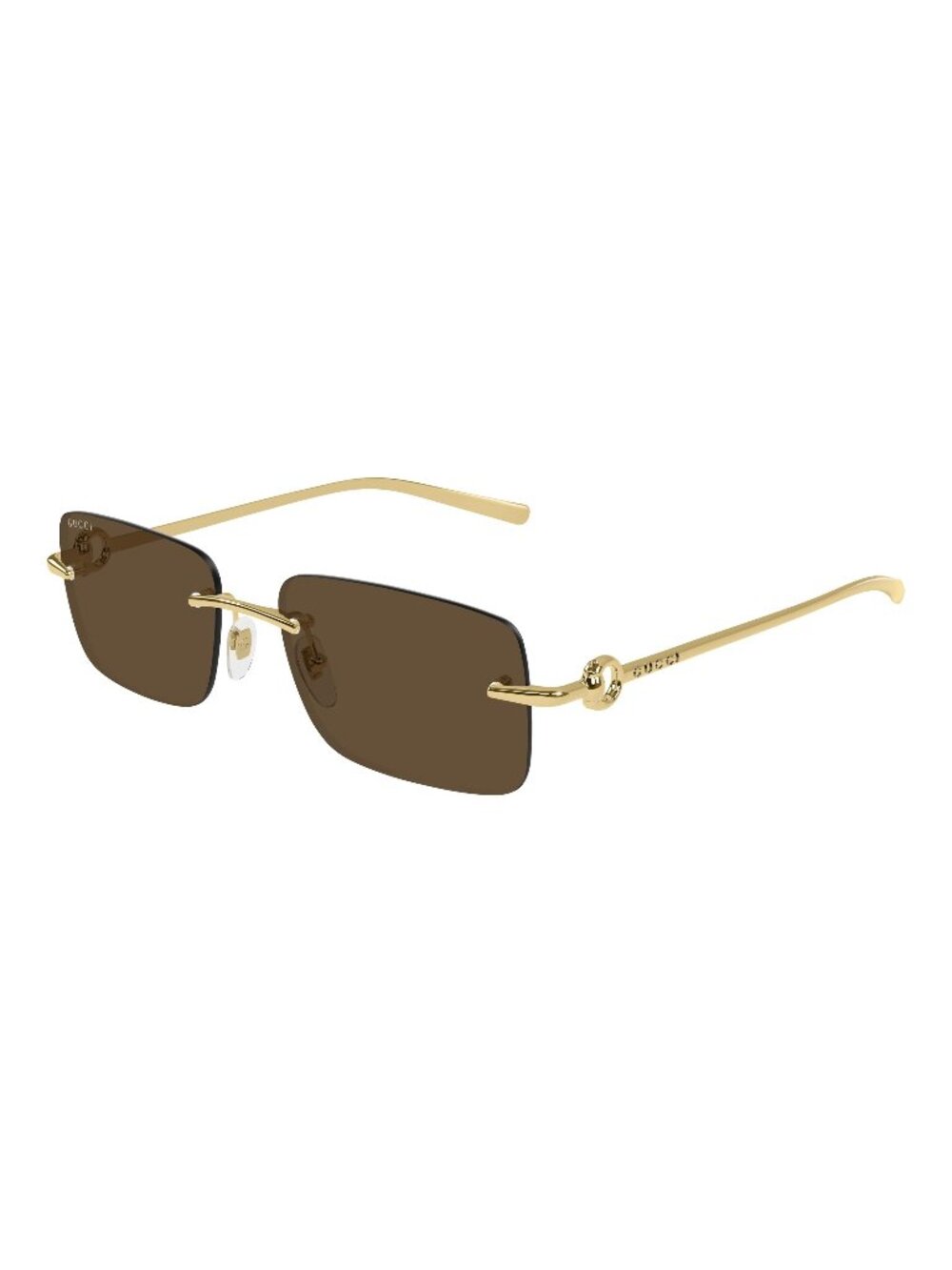 New Gucci Men's Sunglasses Gold Square Brown Lens Metal Frame GG1703S 004 55